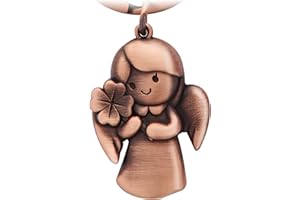 LEGEZON Porte-CléS Ange Gardien, Pendentif Ange TrèFle à Quatre Feuilles En MéTal, Votre Partenaire De Voiture, Pendentif Porte-Bonheur, Cadeau Permis De Conduire Voiture, Alliage De Zinc, Chromé Brillant