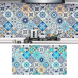 FSFTTRAD Polyvinyl Chloride Oil Proof Waterproof Heat-Resistant Removable Tile Self Adhesive Wall Sticker (78.7x17.7Inch)