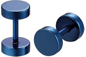 JewelryWe Schmuck Herren-Ohrringe, 3-14mm Kreis Ohrstecker Fake Plug Tunnel Ohrringe, Edelstahl, Schwarz