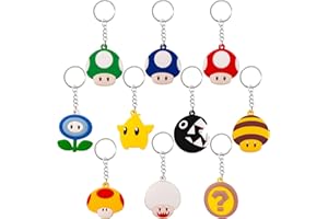 CHUKUA 10Pcs Ma-rio Schlüsselanhänger Kinder Bros Figuren Schlüsselringe Niedlich Silikon Anime Schlüsselbund Anhänger für Super Geburtstag Party Mitgebsel Kindergeburtstag Dekoration Fans Spielzeug