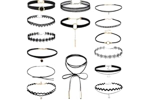 JEYORZY 15 pcs stili di girocolli in velluto, choker donna, collana girocollo, Gotiche Stili Girocollo, collane girocollo nere, stile punk, adatti a varie occasioni come la vita quotidiana di donne