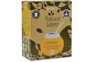 Delicatino - Yerba Mate Orgánica Natural Green (Con Palo) 500g - Certificada DE-ÖKO-006 - Secado Sin Humo - Sabor Intenso y Aromático