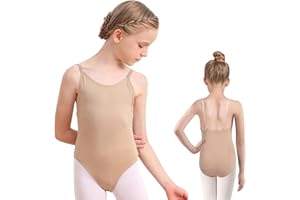 Innovess Nude Leotards for Girls, Nude Ballet Leotards with Adjustable Strap & Clear Strap, Girls Camisole Leotard Bodysuit, Seamless Undergarment Dancewear for Gymnastics and Dance