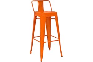 Vaukura Taburete Alto con Respaldo Oliix Brillo (Naranja)