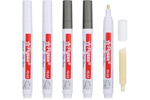 Nizirioo Sztyft do fug, biały, wodoodporny, 4 sztuki, zaprawa do fug, biały / popielaty, z zestawem wymiennej końcówki, zestaw naprawczy do płytek łazienkowych, naprawa płytek w łazience i kuchni