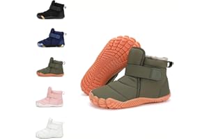 Dinint Kinder Winter Barfußschuhe Leicht Rutschfest Winterstiefel mit Breite Zehenbox für Jungen Mädchen Outdoor Trekking-Wanderschuhe EU26-36