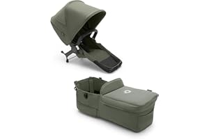 Bugaboo Juego de Extensión Donkey 5 Twin, Convierte tu Donkey 5 Mono en un carrito Twin, De Lado a Lado, Diseño Mejorado, Silla Reversible y Dirección a Una Mano, Forest Green