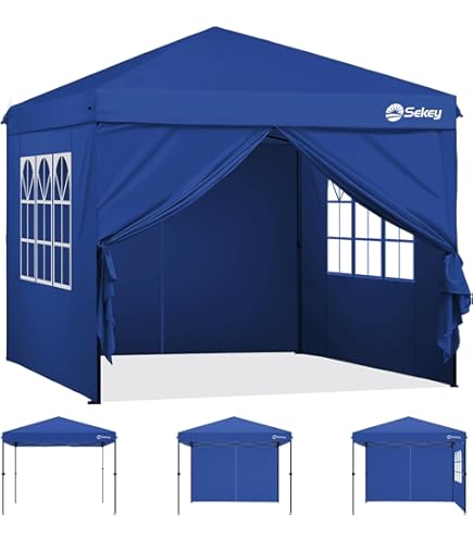 tillvex Paviljoen, 3 x 3 m, waterdicht, pop-upvouwtent, in hoogte verstelbaar, tuintent, uv-bescherming 50 , partytent met tas (zwart, met 2 zijpanelen