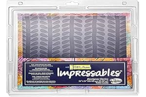 Gel Press Plaque d’Impression en Gel Impressables Retro Leaves 30,48x30,48cm, Acrylique, Transparent