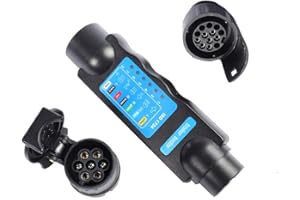 AOHEWEI 7 Pin Trailer Plug Tester Socket Light Connector Wiring Circuit Diagnostic Testing Tools with 13 Pin Towing Adapter for Caravan Truck or Trailer