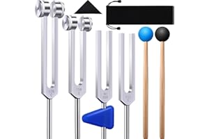 Geieold Set mit 4 Stimmpfeifen (128 Hz, 256 Hz, 512 Hz, 528 Hz) mit Stimmpfeifenhammer für Vibrationswerkzeuge von Guerison