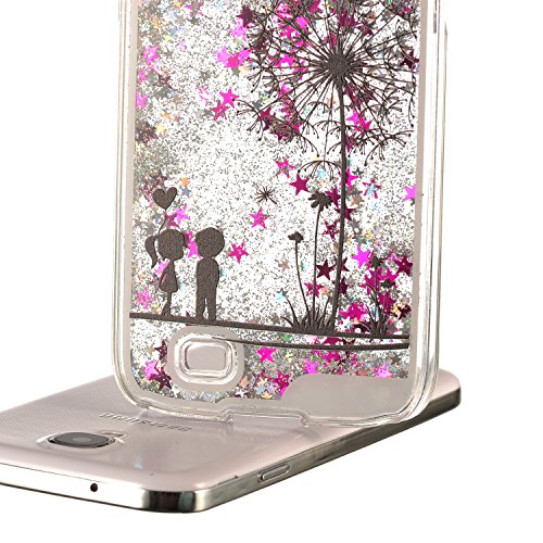 Für Samsung Galaxy S4 Hülle,Für Samsung Galaxy S4 Flüssigkeit Handyhülle,Funyye Luxus Luxuriös [Bunten Muster] Liebe Herzen Star Fließt Treibsand Durchsichtige Handytasche Glänzend Glitzer Diamond Diamant Fließen Flüssig Flüssigkeit Handyhülle Handy Hülle Case Tasche Crystal Case Durchsichtig Schutzhülle Etui Bumper Für Samsung Galaxy S4 + 1 x Frei Displayschutzfolie – Silber Glitter,Liebhaber Löwenzahn - 5