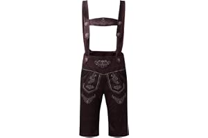 Générique Lederhosen bayersk dräkt för män, hängselbyxor i mocka med justerbara remmar och broderier, traditionella byxor för oktoberfest, oktoberfest, oktoberfest, karneval