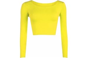 FAIRY BOUTIQUE Womens Crop Long Sleeve T Shirt Ladies Short Plain Round Neck Top Ladies Fitness Workout Running T Shirts Plain Cropped Tops