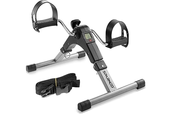 SPARNOD FITNESS SMB-100 Mini Cycle Pedal Exerciser with Fixing Strap, Adjustable Resistance and Digital Display - Suitable for Light Exercise of Legs, Arms, and Physiotherapy at Home