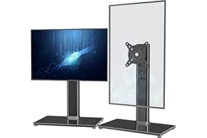 HEMUDU 2 Pack Single LCD Computer Monitor Free-Standing Desk Stand Riser for 13 inch to 32 inch Screen with Swivel, Height Adjustable, Rotation, Holds One (1) Screen up to 35kgs