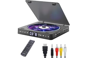 Gueray Reproductor de DVD de Televisión Mini Reproductor de CD de DVD Portátil Gratuito en Todas Las áreas, con Puerto Aux HD 1080p HDMI/AV USB / 3.5mm, Incluido Control Remoto (dvd-708)