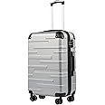 COOLIFE Hard Shell Suitcase with TSA Lock and 4 Spinner Wheels Lightweight Durable (Bright Silver, S(56cm 38L))