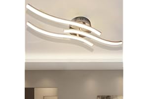 Sweier Ceiling Lights, 22W 2200LM Chrome Finish Metal LED Lamp, 2700K/4000K/6000K, Ideal for Kitchen, Living Room, Bedroom, Hallway (Remote Included/Dimmable, 3 Way Parallel LED Light)