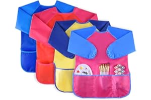 KUUQA Waterproof Children Art Smock Kids Art Aprons, Painting Supplies (Paints and brushes not included)