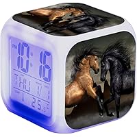 Wecker Pferde Tier Alarm Kinder Beleuchteter LED Night Glowing Wecker mit Licht Aufwachen Geburtstagsgeschenke für…