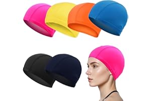 SAIIURV 6 Pcs Swimming Caps for Kids Girls Boys and Adult Teenager, Stretchable and Comfortable Swimming Hats, Anti slip Swim Cap Swimming Hat, Swimming Hats for Long and Short Hair
