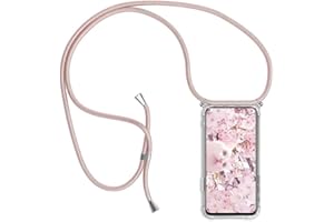 Paekear Funda Transparente con Cordón para Motorola Moto E20 / E30 / E40 - Carcasa con Cuerda y Esquinas Reforzadas con Correa - Elegante Case Cover con Collar de Cordón Cruzado, Oro Rosa