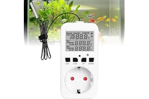 CEWROM Presa termostatica, 16 A, 230 V, termostato digitale, regolatore di temperatura con sonda, termostato per serra, terrario, riscaldamento, raffreddamento, spina controllata dalla temperatura