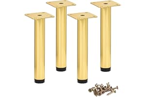 Btowin VCF 4 Inch / 18cm Metal Furniture Legs, 4 Pcs Gold Adjustable Furniture Support Feet, Replacement Dresser Legs Feet for Cabinet Table Sofa Couch Chair Desk Kitchen Cupboard