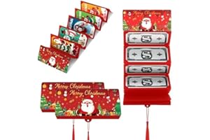 ‎ENITMOR Enitmor 2 Stück Weihnachts Geschenkkartenhalter 2026 Upgrade, Geld- & Gutscheinhalter mit 10 Fächern, Christmas Cash Gift Envelope, Überraschungs-Kartenhalter für Weihnachten & Jubiläen (Rot1)