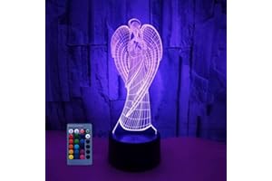 HPBN8 Ltd 3D Engel Optical Illusions LED Lampen 7/16 Farbwechsel Fernbedienung Berühren Tabelle Schreibtisch-Nacht Licht Mit USB-Kabel für Kinder Schlafzimmer Geburtstagsgeschenke Geschenk