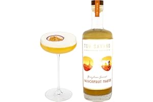Tom Savano Artisan Cocktails, Premium Passionfruit Martini Cocktail, Vodka, Madagascan Vanilla and Lime, 15% ABV, 7 Servings, 700ml Bottle