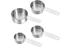 FDCLIXUVOL Measuring Cups Set of 4, Kitchen Gadgets Stackable Stainless Steel Metal Measuring Cup Measure Cups for Cooking Baking Dry Wet Ingredients and Liquid, Dishwasher Safe