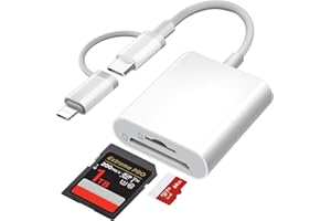TICENPE [Certificado Apple MFi] Lector Tarjetas SD para Phone Pad, Lightning USB C Adaptador de Tarjeta de Memoria para MicroSD/SD, SD Card Reader para iPhone16 15/iPad/Macbook/Teléfonos Android/Cámara