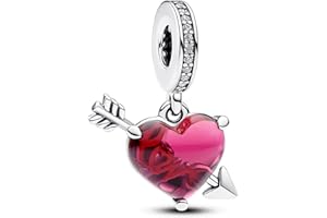 Rimgoris 925 Charm in argento sterling per donne Bracciali Collana Cuore Piercing Freccia Famiglia per sempre Lucido Simbolo eterno Cuore Lock&Key I LOVE YOU Campane Puzzle Piece Cuori Splittabile