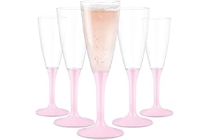 TUNDRA ICE INTERNATIONAL WAF TUNDRA - Lot de 60 Verres FLUTE À CHAMPAGNE UTILISER & RÉ-UTILISER 100 ml. BPA-Free, Coupe Champagne en PLASTIQUE, Verre a Vin Plastique Reutilisable, Incassables, pour Mariages & Fêtes, (Rose)
