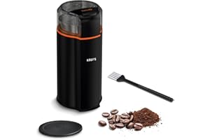 KRUPS Silent Vortex Coffee and Spice Grinder, Quick and Quiet Grinding, Adaptable grinding settings, One Touch operation, Perfect for: Coffee Beans, Spices, Dry Herbs, Nuts, Black, GX3328G0