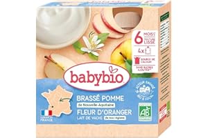 Babybio brassé pomme fleur d'oranger dès 6 mois 4 gourdes x 85g