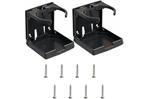 LIEKADIJIAE 2 Pièces Universel réglable Tasse de Boisson Porte-gobelet pour Auto, Porte-gobelets pour Auto, avec 8 Vis, Pliable, Support Universel pour Voiture, Caravane, Camion, Bateau, Yacht(Noir)