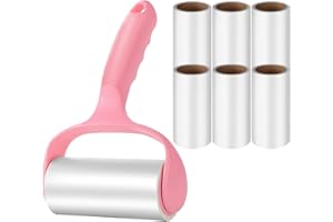 HENGBIRD 360 Sheets Lint Roller for Clothes, Pet Hair Remover, Extra Sticky Lint Remover Brush, Clothes Cleaner Roller, 1 Roller +6 Refills für Kleidung Sofa Bett Teppich-Fusselroller