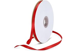 BEALIF 91m Red Satin Ribbon Red 6mm Fabric Thick Ribbon for Hair Bows, Gift Wrapping, DIY Sewing Project, Christmas Xmas New Year Wedding Birthday Decoration (Red)