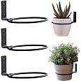 Lot De 3 Supports Muraux Pour Pots De Fleurs – Anneaux Métal Pliables, Noir – Intérieur & Extérieur