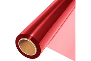 JOYIT Rouleau de cellophane rouge (30,5 m de long x 44,5 cm de large) – 2,5 mm d'épaisseur – Papier d'emballage en cellophane coloré pour décoration de panier de fleurs
