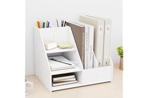 PUNCIA Organisateur de Bureau Multifonctionel en PVC Corbeilles à Courrier Boîte de Rangement Étagère de Dossiers Porte-Documents Compartiment de Rangement pour Bureau Maison et École(Type F)