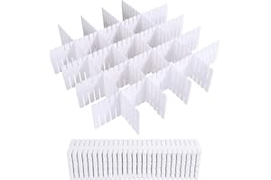 YOUNTHYE 36 sztuk rozdzielaczy szuflad, 32 x 7 cm, separatory do szuflad, regulowane, białe przegródki do szuflad, organizery do szuflad, na bieliznę, skarpety, kosmetyki, komodę