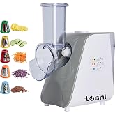 Toshi 5 Başlıklı Elektrikli &Ccedil;ok Fonksiyonlu Sebze ve Meyve Doğrayıcı Rende - Rondo -Gri