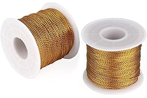 JIJACRAFT Filo dorato metallico corda oro 100 metri spessore 1 mm per la decorazione di Natale, gioielli, confezioni regalo, hobby creativi (2 pezzi)