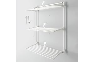foxydry Tendedero de pared Tower para colgar en la pared vertical, tendedero retráctil plegable para interior y exterior (150, blanco)