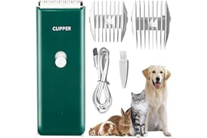 Favrison Dog Grooming Clippers Professional Dog Clippers with 2 Blades for Pet Hair Trimming, Rechargeable Cordless Pet Grooming Clippers for Dogs Cats Rabbits (Green)