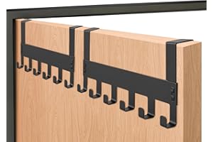 Flying Pottery Appendiabiti da porta senza fori, ganci in metallo con 6 appendini, attaccapanni salvaspazio robusto per bagno, cucina, camera da letto, ingresso (Nero)